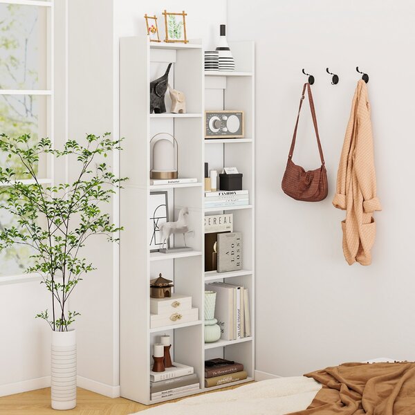 Costway Libreria con kit anti-ribaltamento di stoccaggio a forma di albero, Libreria per casa e ufficio a 12 ripiani Bianco