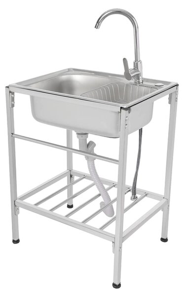 Mobiletti sottolavello da cucina, in acciaio inossidabile, con rubinetto per acqua calda e fredda, colore argento