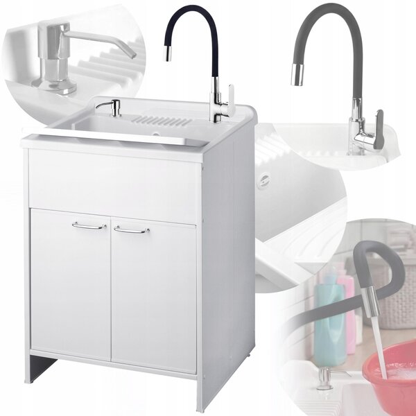 Mobile sottolavello 50x60 con rubinetto flessibile e lavabo