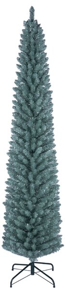Costway Albero di natale slim con rami e guanti protettivi per casa ufficio e negozi, Albero di natale artificiale in pvc con base pieghevole in metallo 210 cm