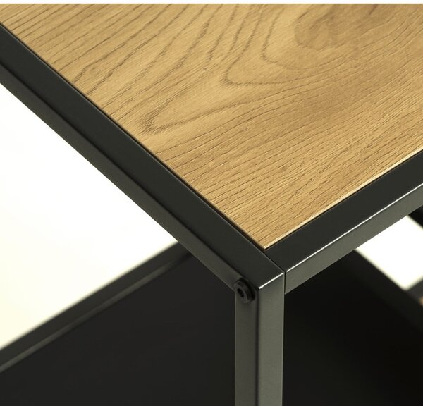 Libreria nera/di colore naturale effetto rovere 80x146x35 cm Altino – Unique Furniture