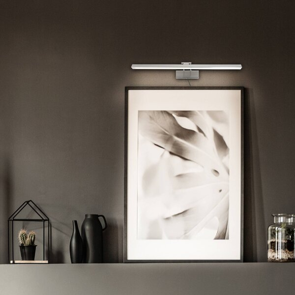 Steinhauer Applique a LED Litho, acciaio, metallo, CCT, larghezza 60 cm dimmerabile, Alluminio / Grigio / Zincato, Soggiorno / Sala da pranzo, Metallo, Applique