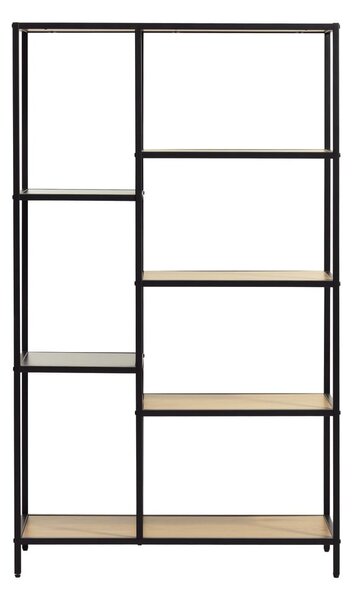 Libreria nera/di colore naturale effetto rovere 80x146x35 cm Altino – Unique Furniture