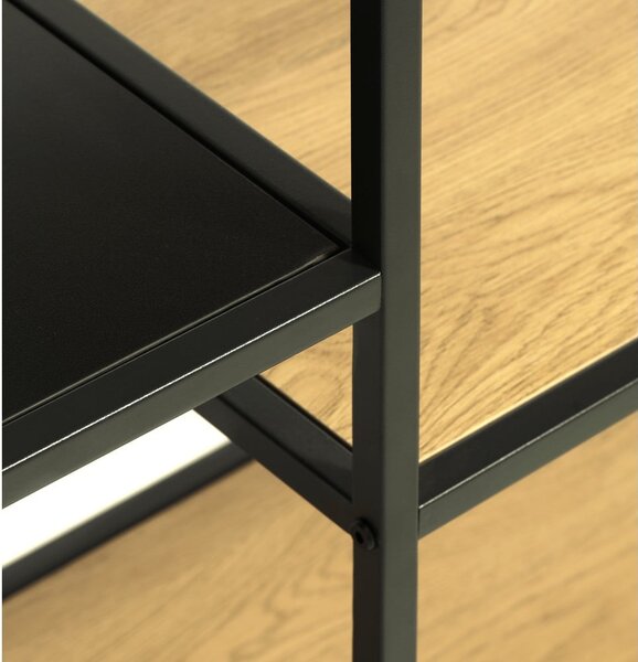 Libreria nera/di colore naturale effetto rovere 80x146x35 cm Altino – Unique Furniture