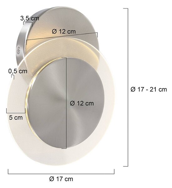 Steinhauer Applique da parete Lido, dimmerabile, Alluminio / Grigio / Zincato, Soggiorno / Sala da pranzo, Metallo, Applique