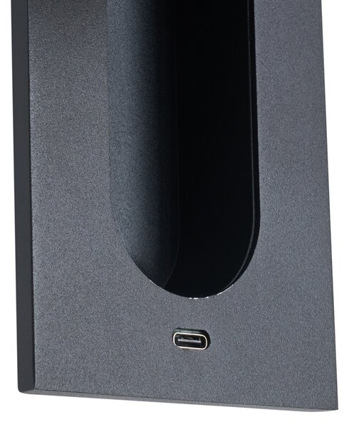 Lampada da parete moderna nera con LED e porta USB-C - Hilton
