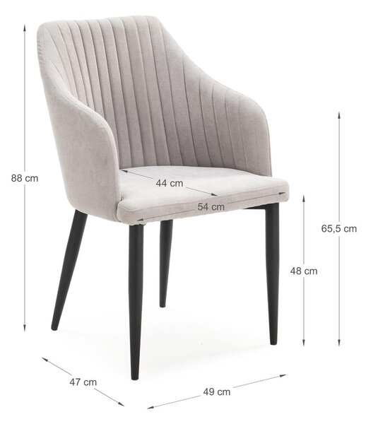 Set di sedie da pranzo grigio chiaro in imbottito 2 pz Nadi – Marckeric