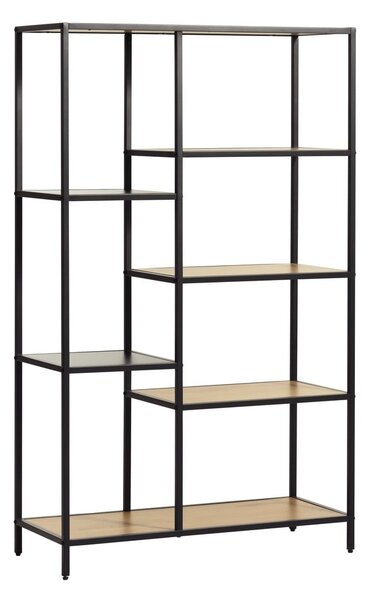 Libreria nera/di colore naturale effetto rovere 80x146x35 cm Altino – Unique Furniture