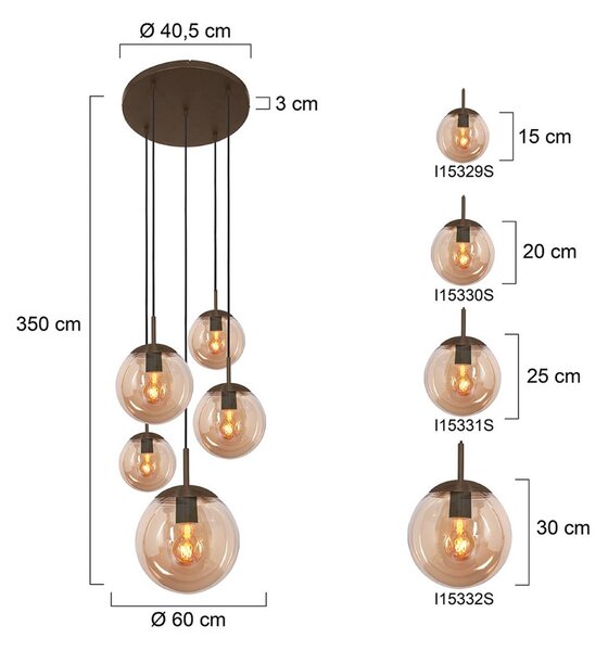 Steinhauer Lampada a sospensione, dimmerabile, Marrone / Ruggine, Soggiorno / Sala da pranzo, Vetro, Lampada a sospensione