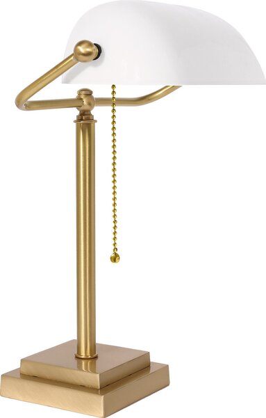 Lampada Banker in ottone vero vetro alta 40 cm in bronzo luce bianca E27 Lampada da tavolo Art Nouveau