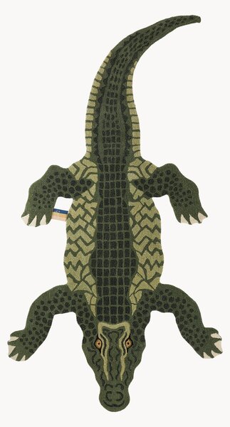 Tappeto in lana a pelo lungo fatto a mano Coolio Crocodile