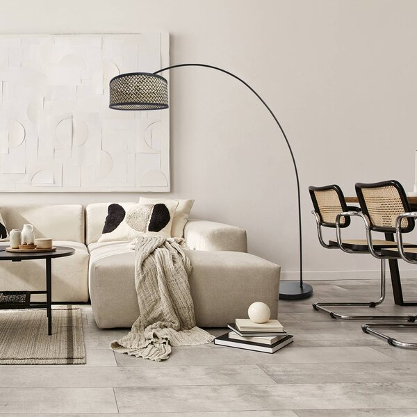 Mexlite Lampada ad arco Solva, Nero, Soggiorno / Sala da pranzo, Metallo, Lampada da terra