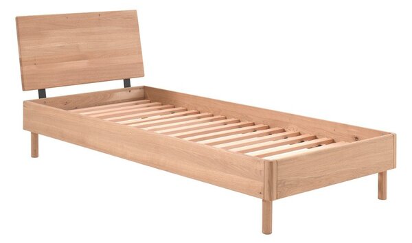 Letto singolo di colore naturale in rovere massiccio con rete inclusa 90x200 cm Forrest – Vipack