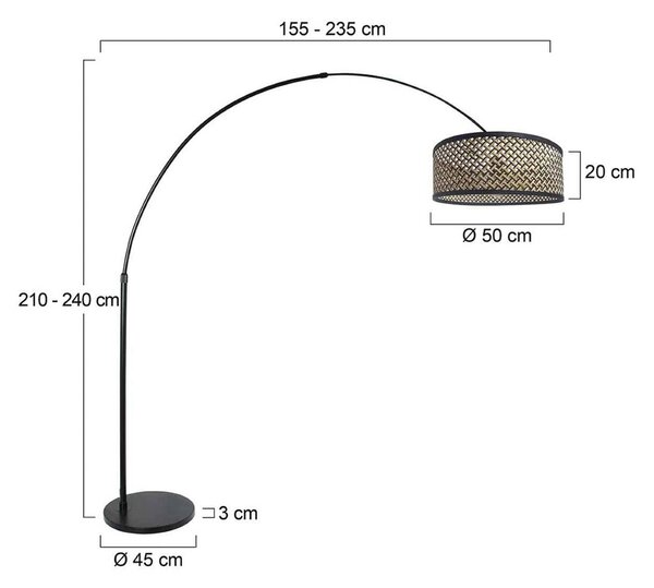 Steinhauer Lampada ad arco Sparkled Light, Nero, Soggiorno / Sala da pranzo, Metallo, Lampada da terra