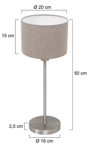 Mexlite Lampada da tavolo Noor, Alluminio / Grigio / Zincato, Soggiorno / Sala da pranzo, Metallo, Lampada da tavolo