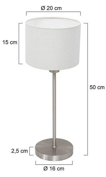 Mexlite Lampada da tavolo Noor, Alluminio / Grigio / Zincato, Soggiorno / Sala da pranzo, Metallo, Lampada da tavolo