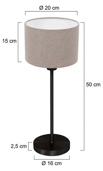 Mexlite Lampada da tavolo Noor, Nero, Soggiorno / Sala da pranzo, Metallo, Lampada da tavolo