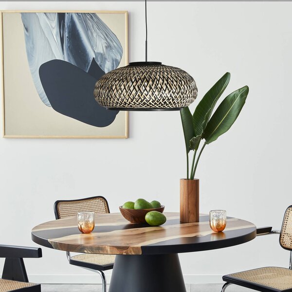 Steinhauer Lampada a sospensione Sparkled Light, dimmerabile, Nero, Soggiorno / Sala da pranzo, bambù, Lampada a sospensione