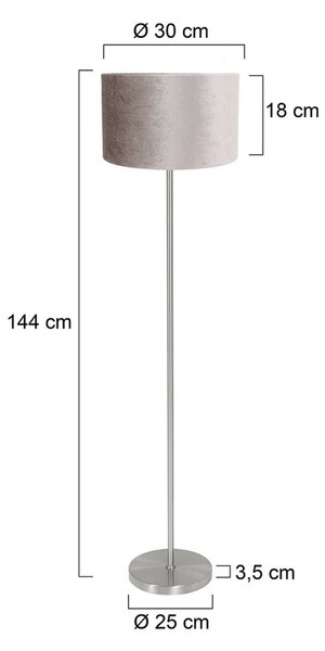 Mexlite Lampada da terra Noor, Alluminio / Grigio / Zincato, Soggiorno / Sala da pranzo, Metallo, Lampada da terra
