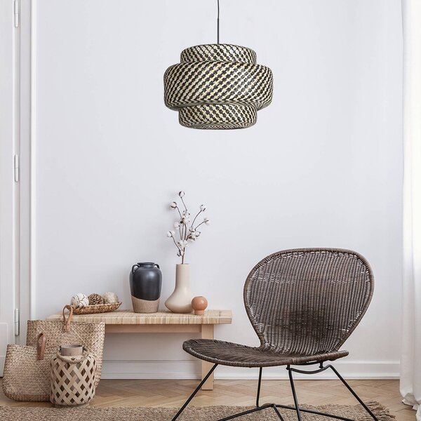 Steinhauer Lampada a sospensione Sparkled Light, dimmerabile, Nero, Soggiorno / Sala da pranzo, bambù, Lampada a sospensione