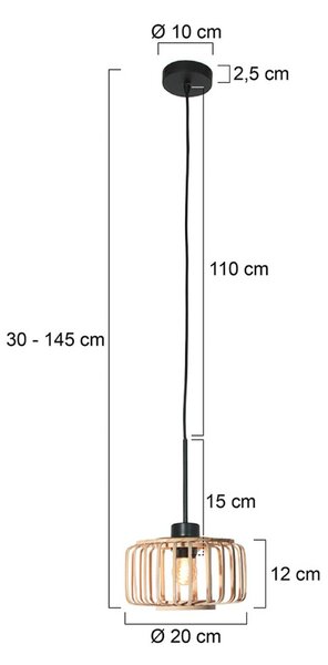 Steinhauer Lampada a sospensione Sparkled Light, dimmerabile, Legno chiaro, Soggiorno / Sala da pranzo, bambù, Lampada a sospensione
