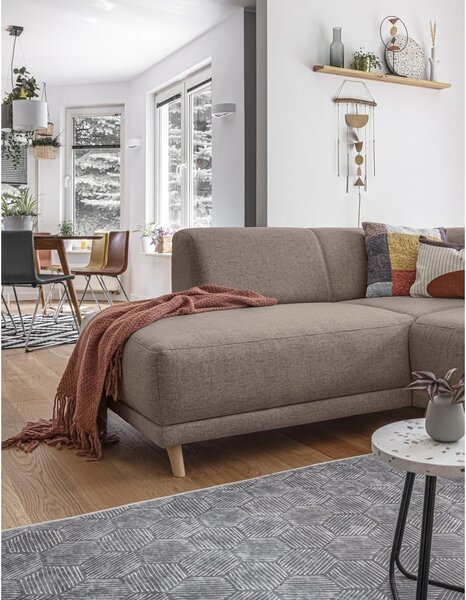 Divano angolare marrone allungabile e con contenitore (penisola a sinistra/a L) Classy Sophie – Miuform