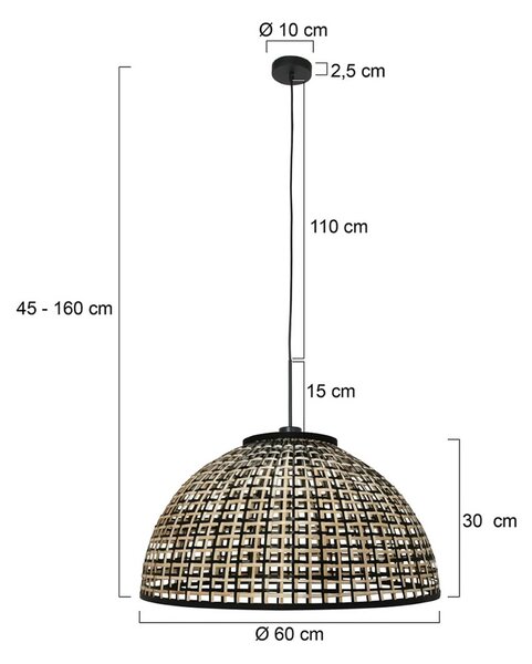 Steinhauer Lampada a sospensione Sparkled Light, dimmerabile, Nero, Soggiorno / Sala da pranzo, bambù, Lampada a sospensione