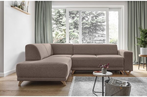 Divano angolare marrone allungabile e con contenitore (penisola a sinistra/a L) Classy Sophie – Miuform