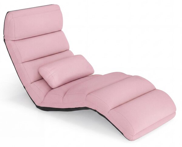 KOMFOTTEU, poltrona reclinabile pieghevole, lettino da terra con schienale regolabile in 5 posizioni e funzione relax, sedia pieghevole da terra con cuscino, poltrona imbottita, poltrona da terra ideale per gaming, riposo e lettura