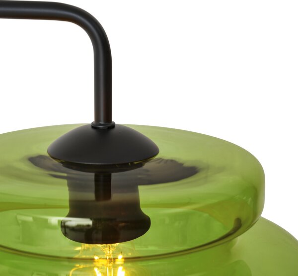 Lampada da terra retrò nera con vetro verde - Denise