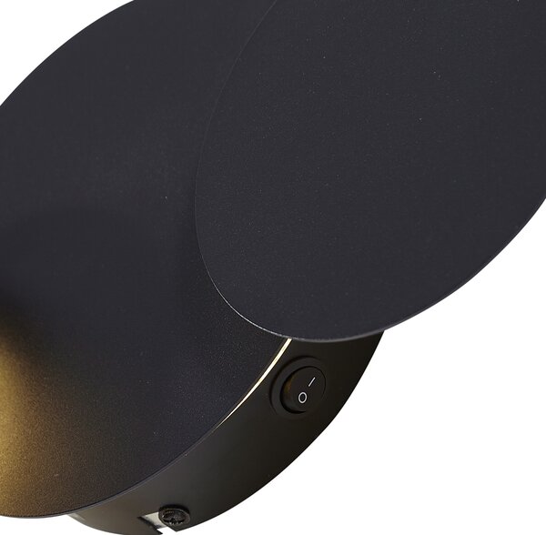 Lampada da parete moderna nera con LED dimmerabile a 3 livelli 3 luci - Sunrise