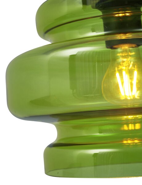 Lampada a sospensione retrò nera con vetro verde - Denise