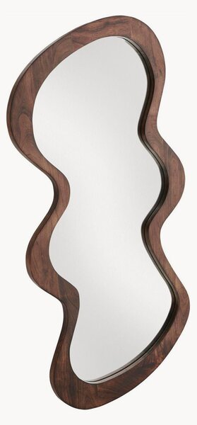 Specchio da parete in legno di mango dalla forma organica Wave