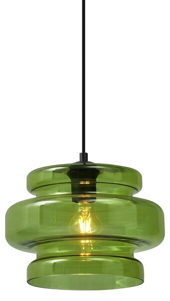 Lampada a sospensione retrò nera con vetro verde - Denise