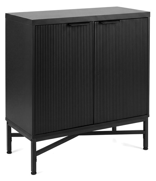 Costway Credenza da cucina moderno 2 ante ripiano regolabile legno metallo, Tavolino Buffet salvaspazio salotto corridoio Nero