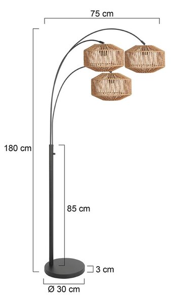 Steinhauer Lampada ad arco Nox Light, Nero, Soggiorno / Sala da pranzo, Metallo, Lampada da terra