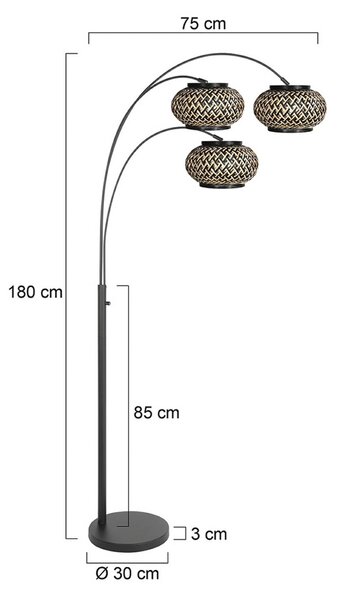 Steinhauer Lampada ad arco Nox Light, Nero, Soggiorno / Sala da pranzo, Metallo, Lampada da terra