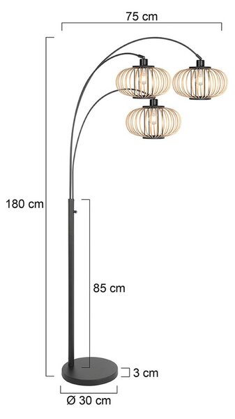 Steinhauer Lampada ad arco Nox Light, Nero, Soggiorno / Sala da pranzo, Metallo, Lampada da terra