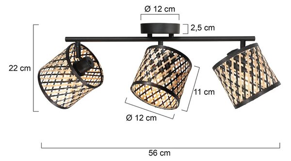Mexlite Plafoniera soffitto Sumba, dimmerabile, Nero, Soggiorno / Sala da pranzo, bambù, Plafoniera