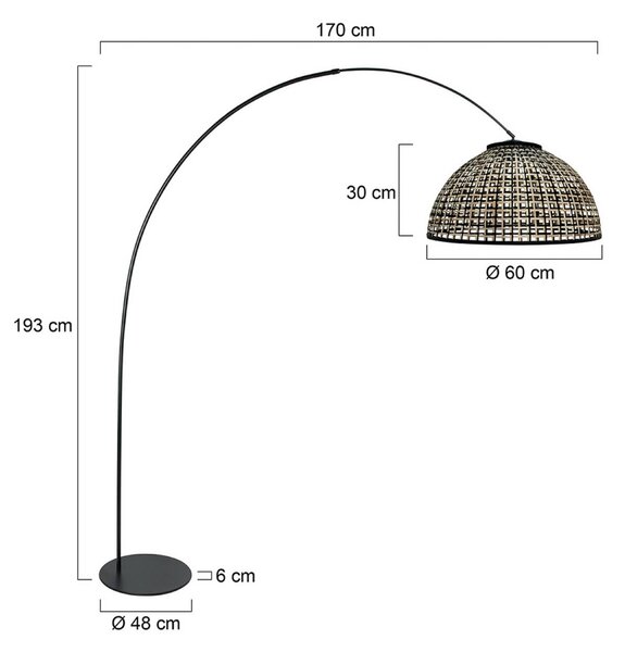 Anne Light Lampada ad arco Curve, Nero, Soggiorno / Sala da pranzo, Metallo, Lampada da terra