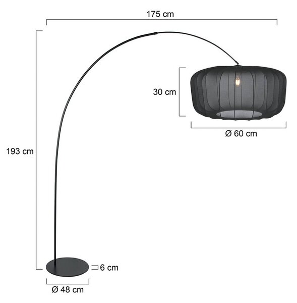 Anne Light Lampada ad arco Curve, Nero, Soggiorno / Sala da pranzo, Metallo, Moderno, Lampada da terra