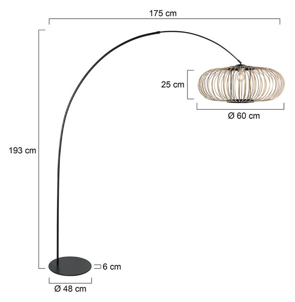 Anne Light Lampada ad arco Curve, Nero, Soggiorno / Sala da pranzo, Metallo, Lampada da terra