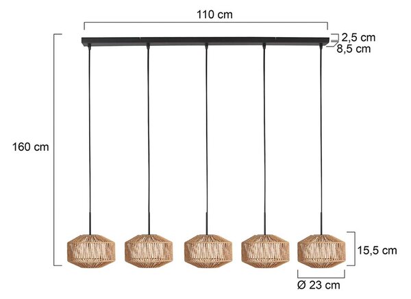 Anne Light Lampada a sospensione Ropex, dimmerabile, Nero, Soggiorno / Sala da pranzo, Metallo, Lampada a sospensione