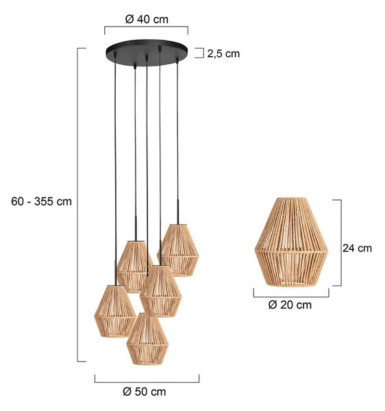 Anne Light Lampada a sospensione Ropex, dimmerabile, Nero, Soggiorno / Sala da pranzo, Metallo, Lampada a sospensione