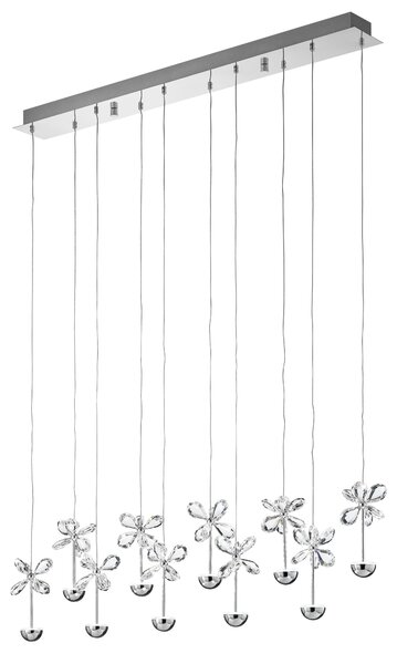 Lampada a sospensione LED in cristallo Pianopoli cromo 10x 2, 5W