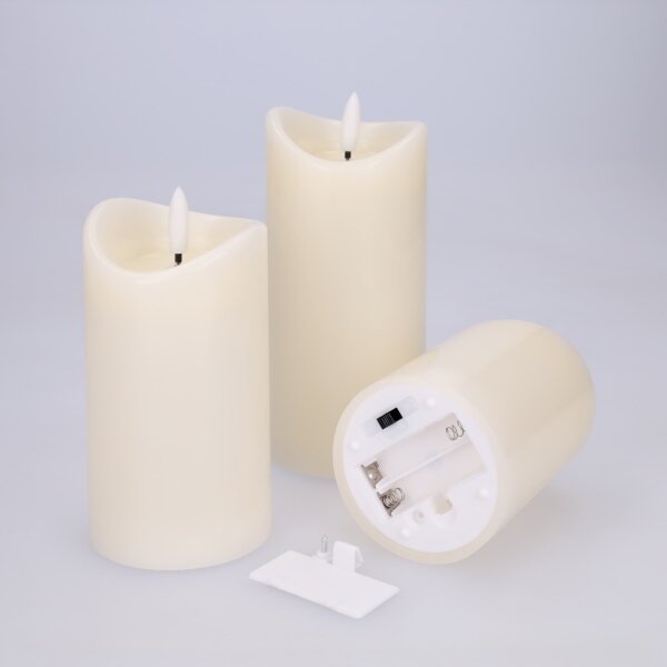 BRILAGI - Set di 3 candele LED, 2x AAA, colore crema