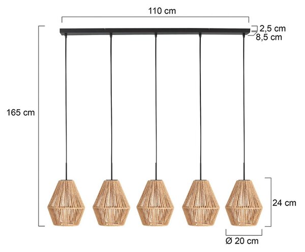 Anne Light Lampada a sospensione Ropex, dimmerabile, Nero, Soggiorno / Sala da pranzo, Metallo, Lampada a sospensione