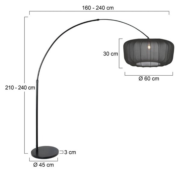 Steinhauer Lampada ad arco Sparkled Light, Nero, Soggiorno / Sala da pranzo, Metallo, Moderno, Lampada da terra