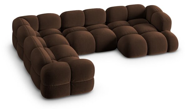 Divano angolare marrone scuro (con penisola a sinistra/a U) con rivestimento in velluto Loretto – Cosmopolitan Design