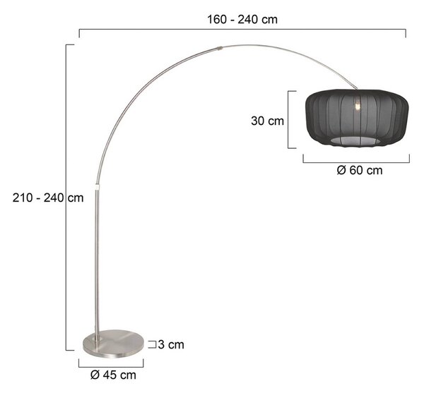 Steinhauer Lampada ad arco Sparkled Light, Alluminio / Grigio / Zincato, Soggiorno / Sala da pranzo, Metallo, Moderno, Lampada da terra